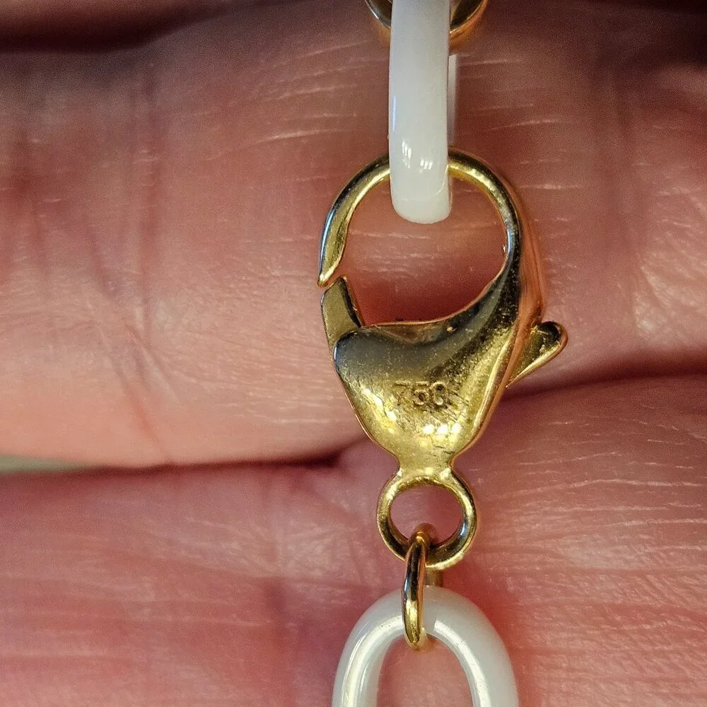 RARE MONICA RICH KOSANN AUDREY WHITE CERAMIC 18K GOLD 18